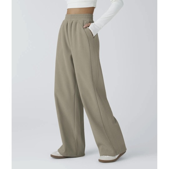 HALARA Pants - Halara High Waisted Pocket Straight Leg Mop Corduroy Casual Pants Beige Large